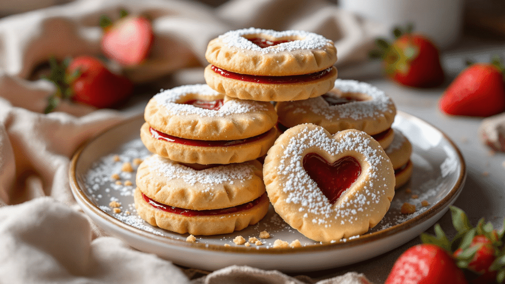 Strawberry Linzer Cookies